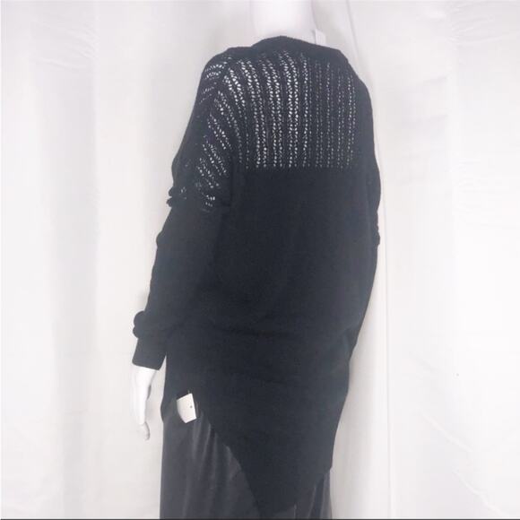 LA Made xRevolve Black Lightweight Crew Neck Sweater with Open Knit Detail SzSm - Picture 1 of 16